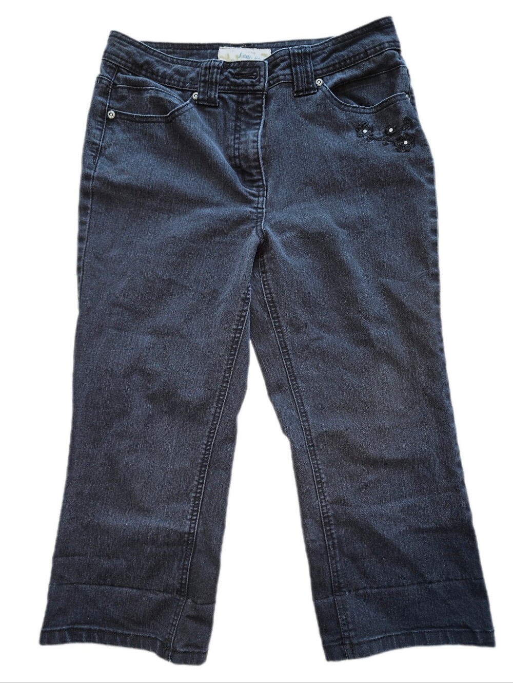 Penmans Women’s Dark Grey Embellished Jeans Capris Stretchy